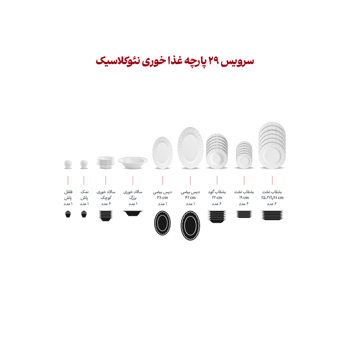 سرویس چینی 29 پارچه غذاخوری دلسا - Image 6