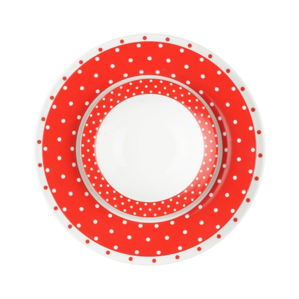 سرویس چینی 28 پارچه غذاخوری اسپاتی قرمز